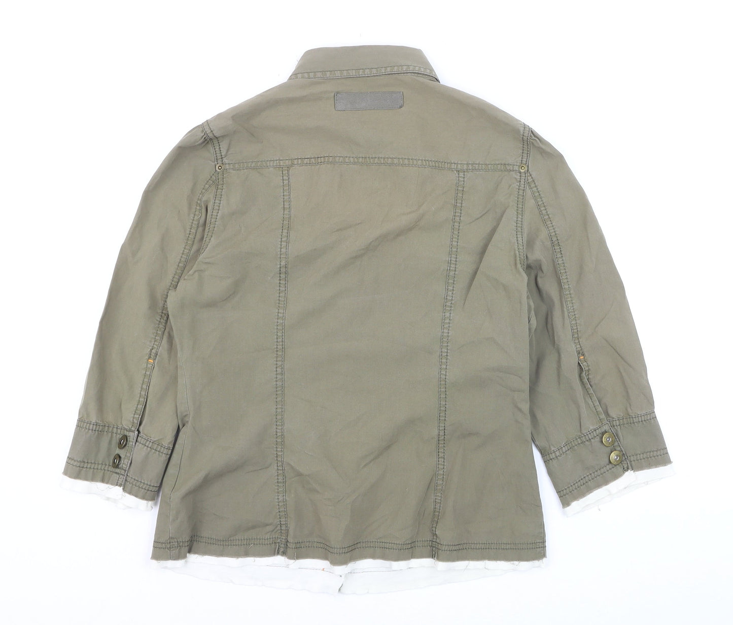 Marks and Spencer Women Green Size 12 Cotton Military Jacket