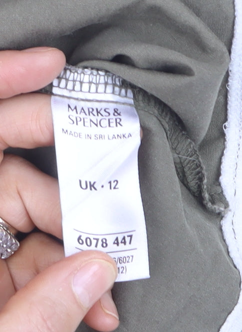 Marks and Spencer Women Green Size 12 Cotton Military Jacket