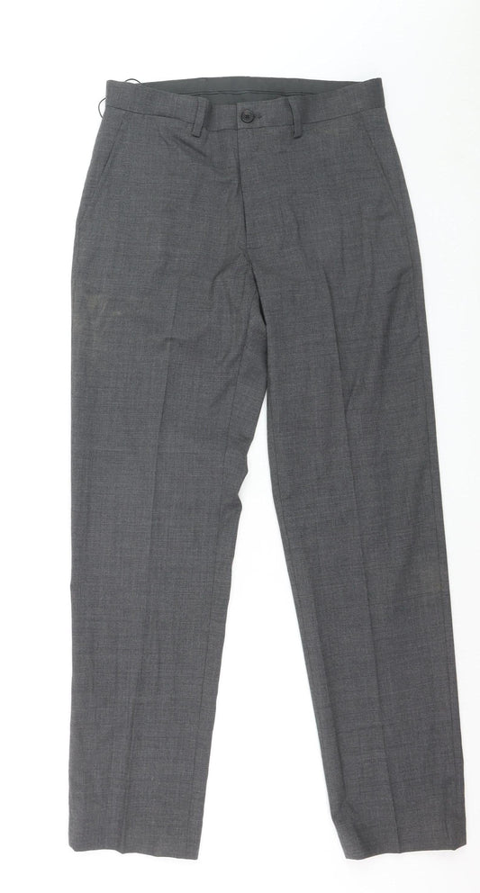 Marks and Spencer Men's Charcoal Grey Regular Fit Dress Trousers 30in Waist