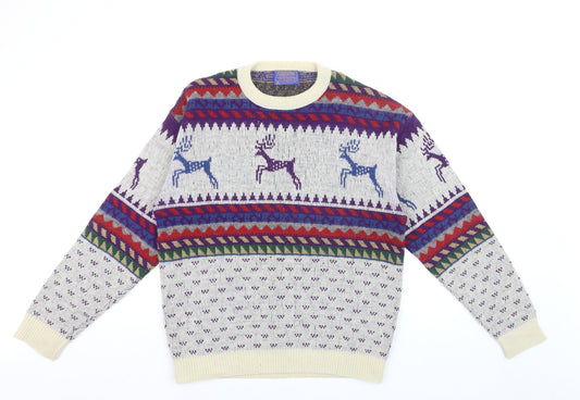 Pendleton Men's Multicoloured Wool Fair Isle Reindeer Jumper L