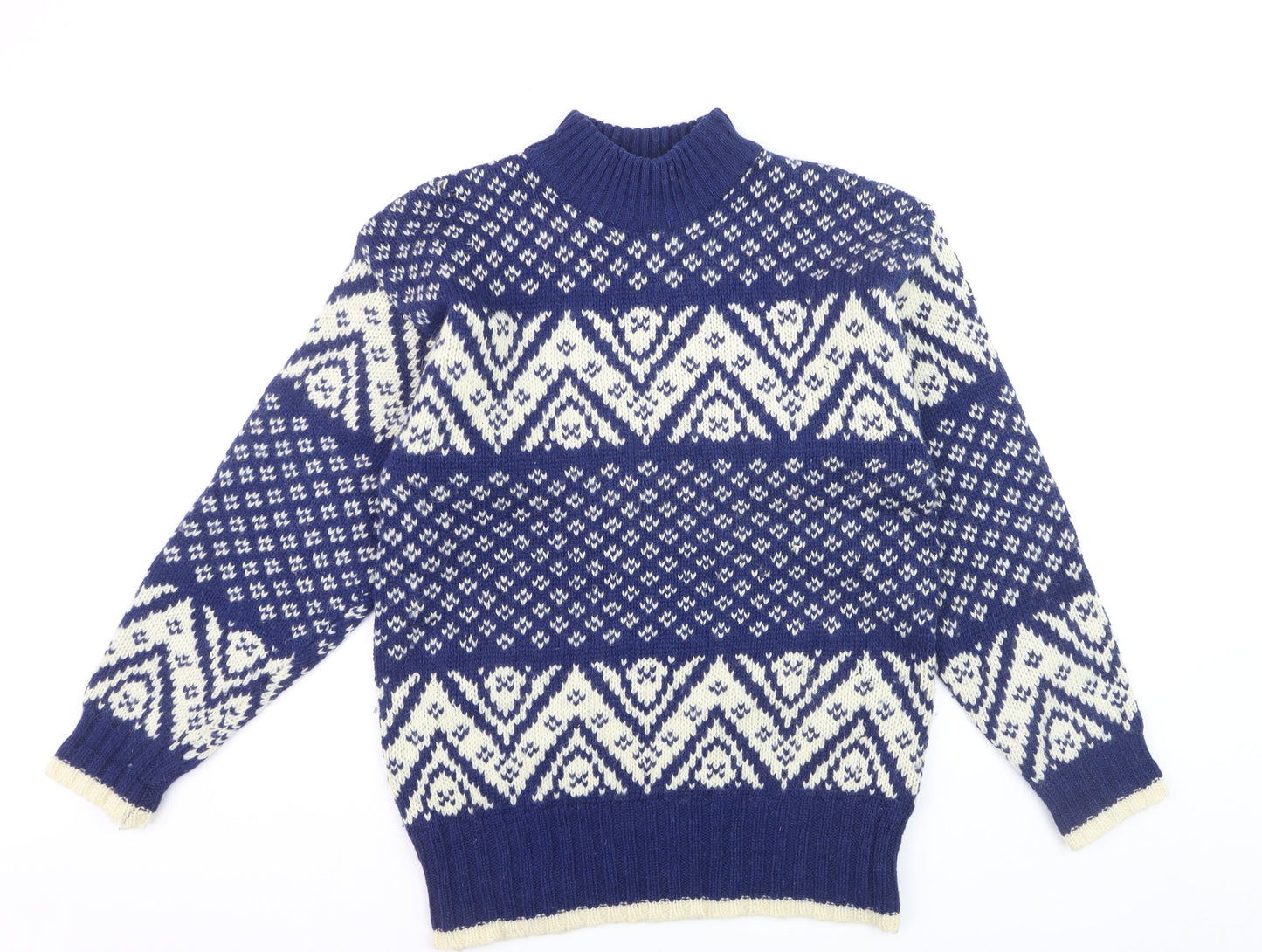 Marsh Landing Men's Blue Fair Isle Wool Pullover Jumper M