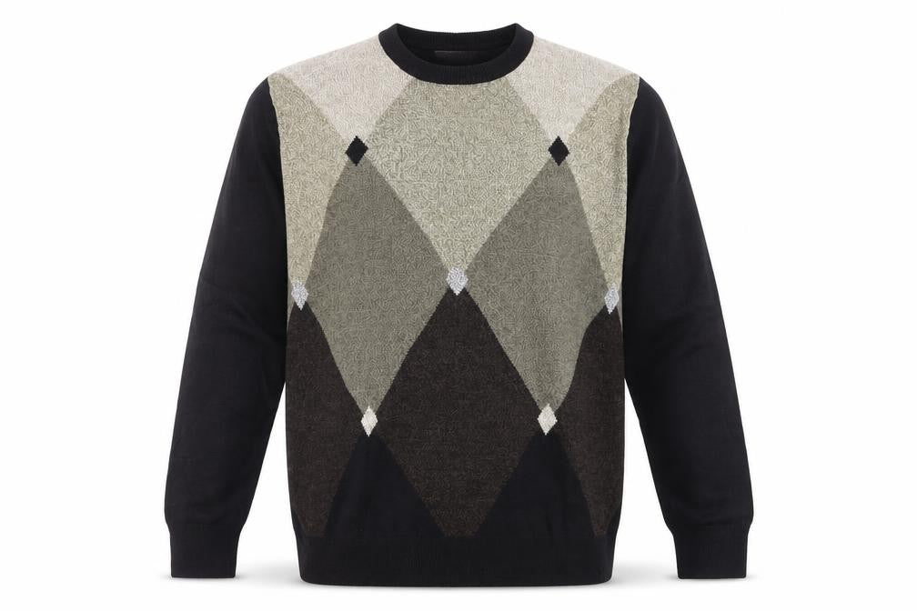 Geoffrey Beene Men's Black Argyle Acrylic Pullover Jumper L