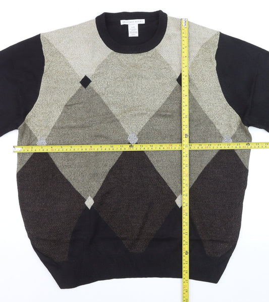 Geoffrey Beene Men's Black Argyle Acrylic Pullover Jumper L