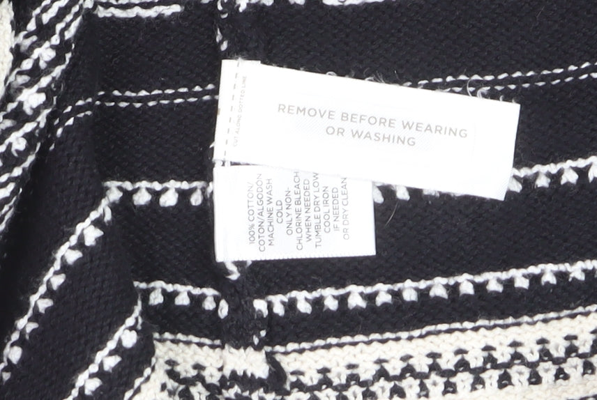 LOFT Women's Black Geometric Knit Cardigan XS Cotton