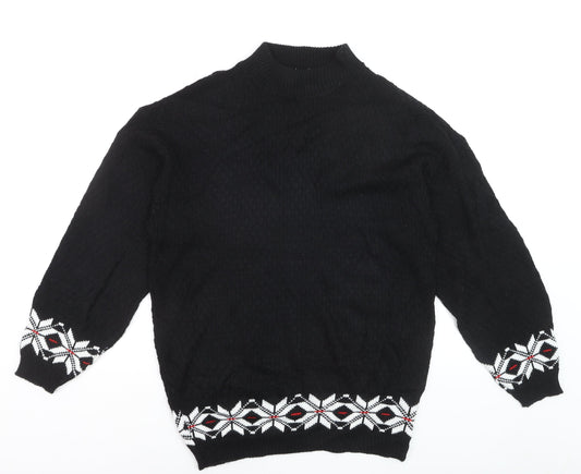 Morgan Square Men's Black Medium Fair Isle High Neck Jumper
