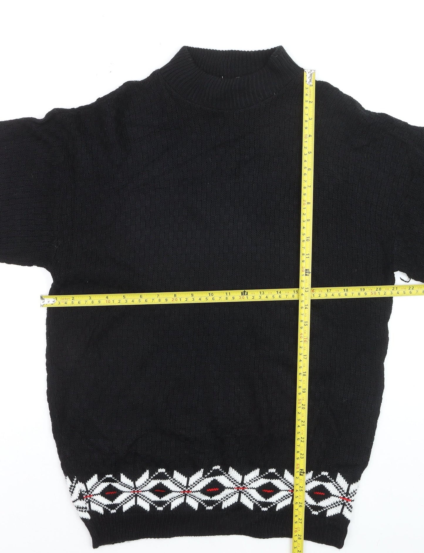 Morgan Square Men's Black Medium Fair Isle High Neck Jumper