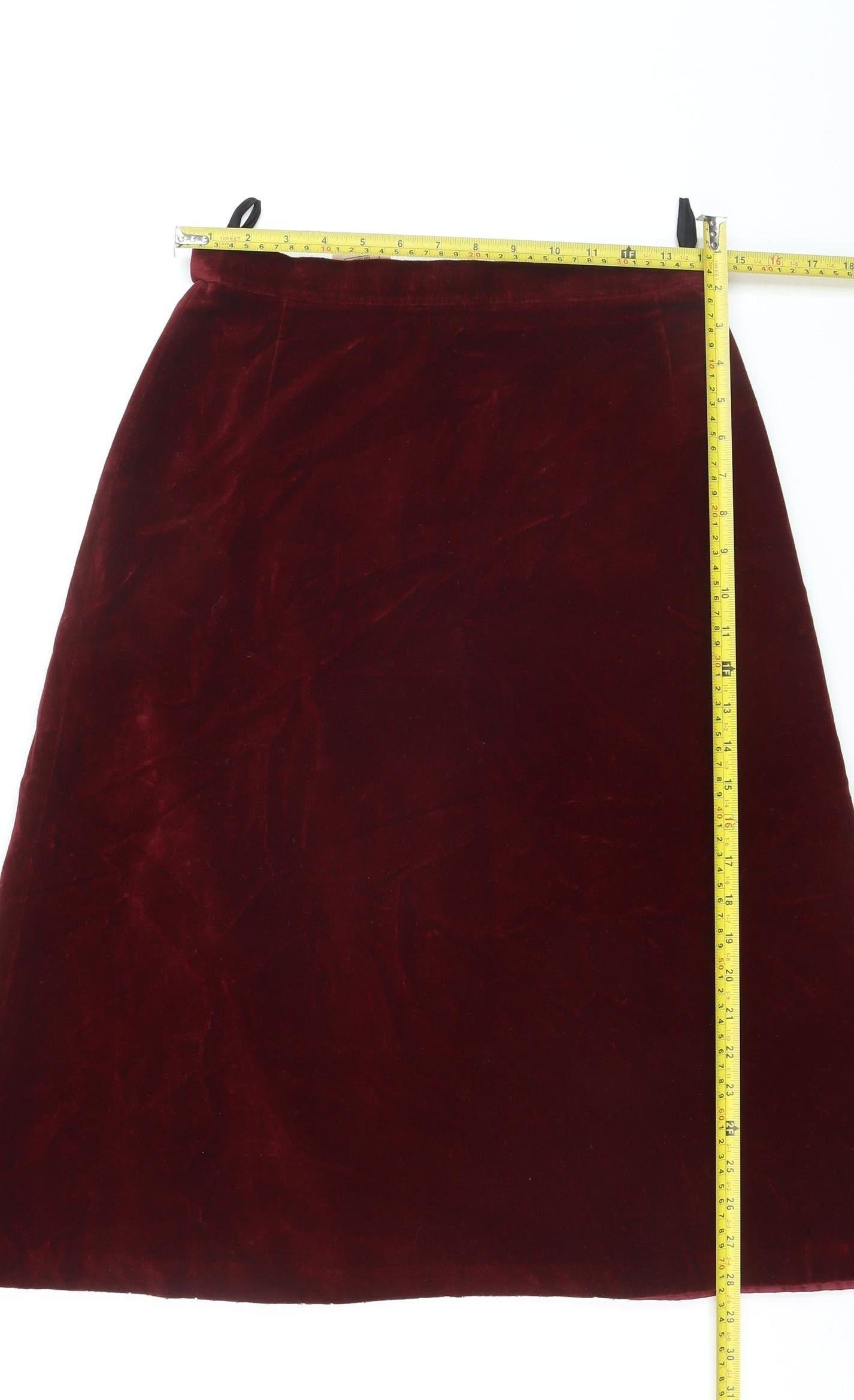 Marks and Spencer Womens Red Velvet A-Line Skirt Size 14