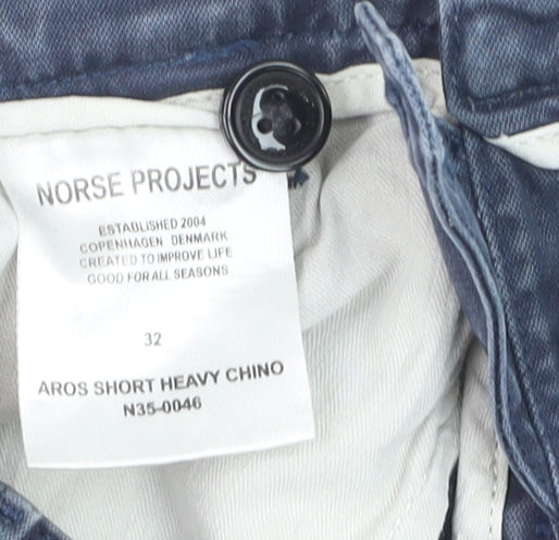 Norse Projects Men's Blue 32 Chino Shorts Casual Cotton