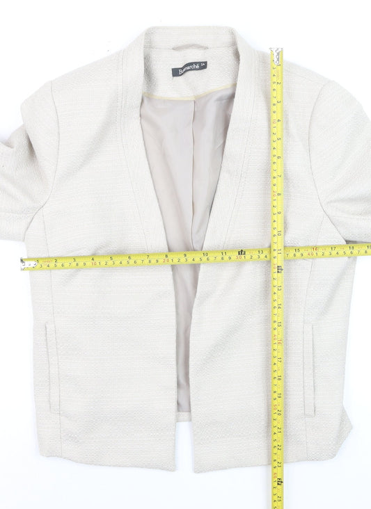 Bonmarché Women Ivory Size 14 Shawl Collar Lined Blazer Jacket