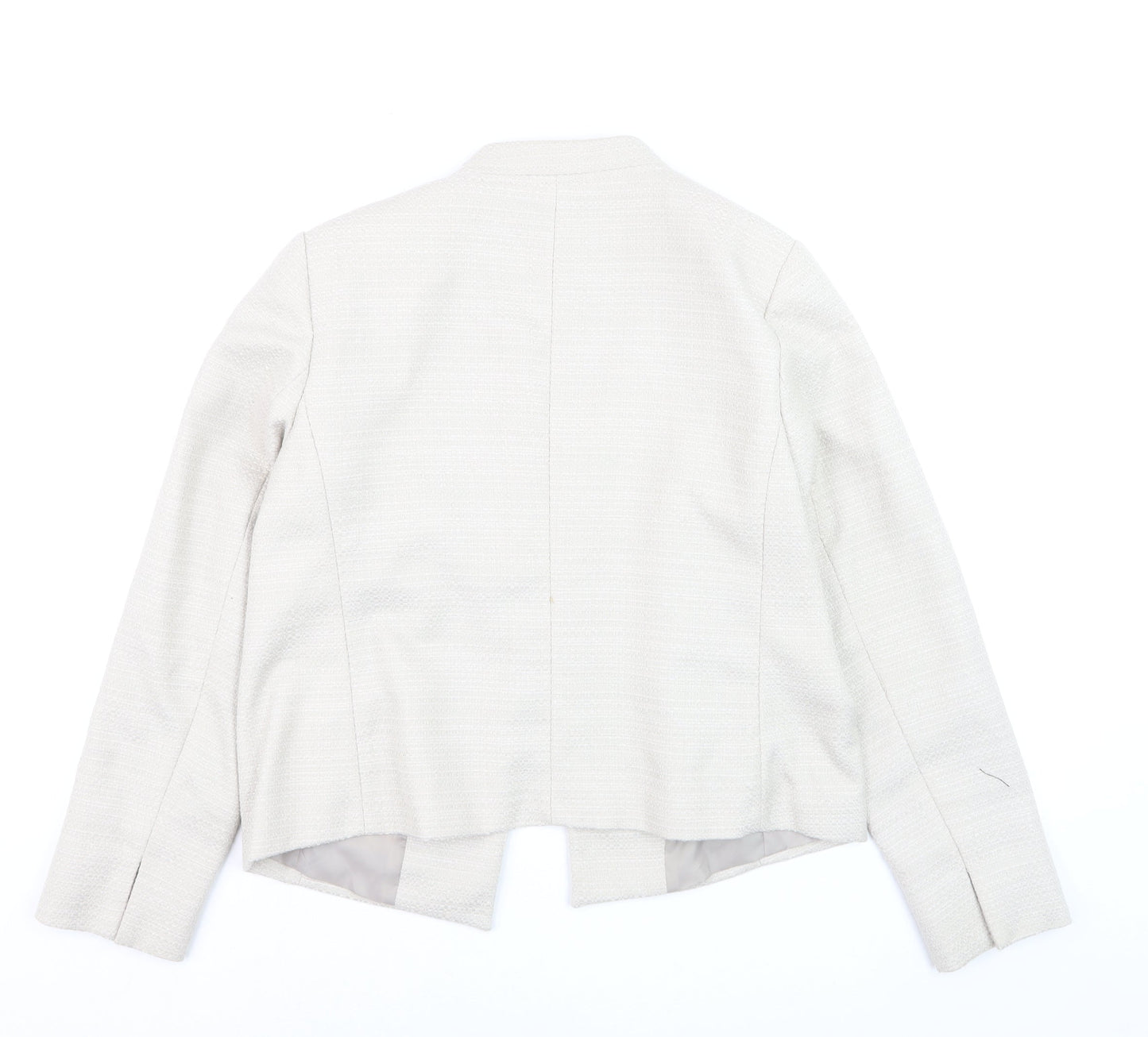 Bonmarché Women Ivory Size 14 Shawl Collar Lined Blazer Jacket