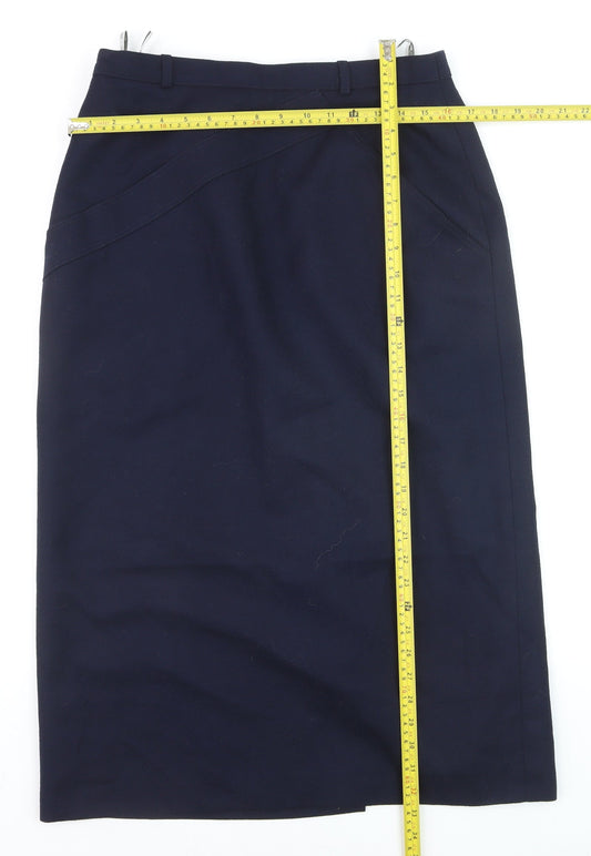 Ravens Women’s Blue Wool Pencil Skirt Size 14 Vintage Workwear