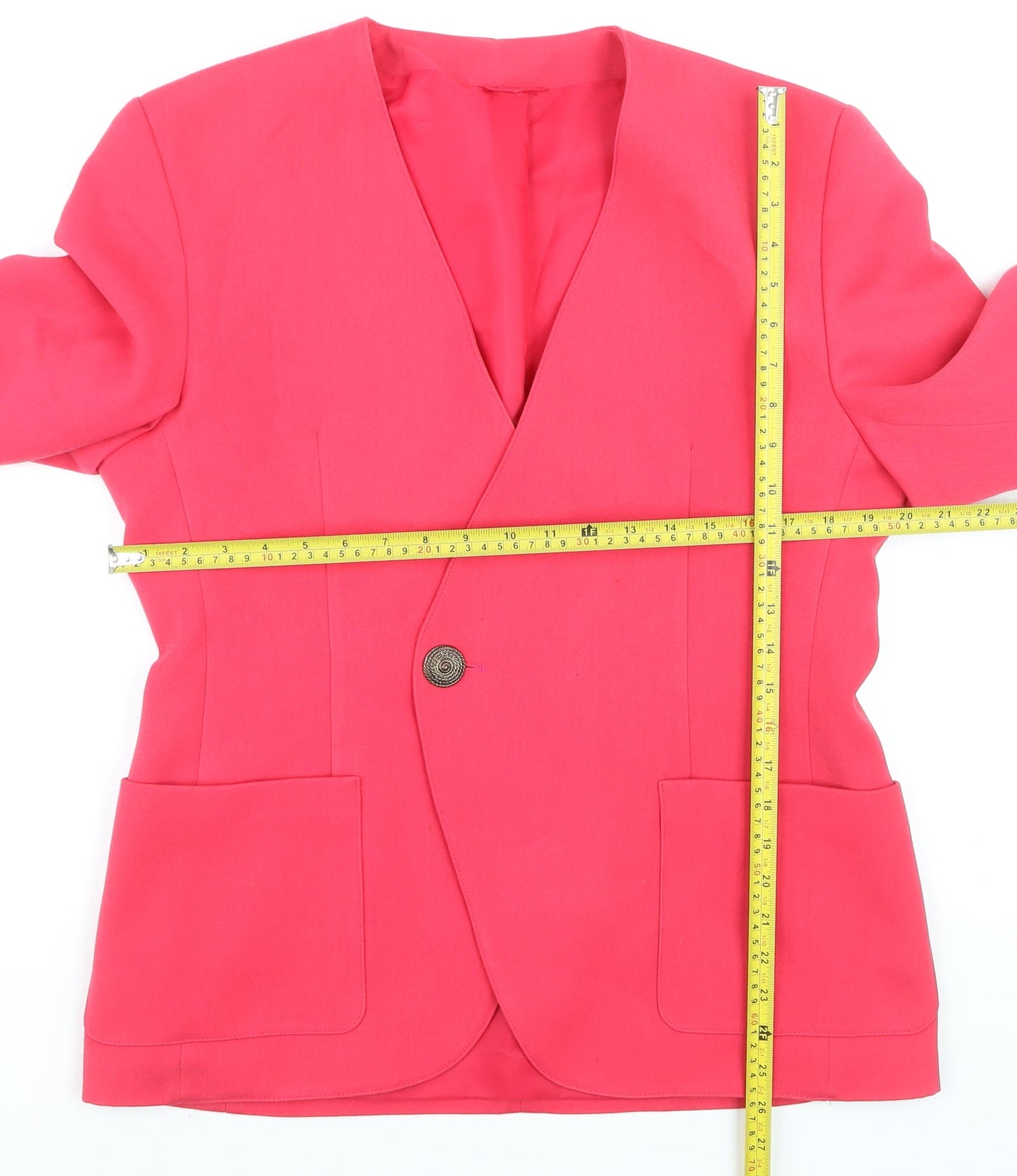 C&A Women Pink Regular Fit Single-Breasted Blazer Size 16