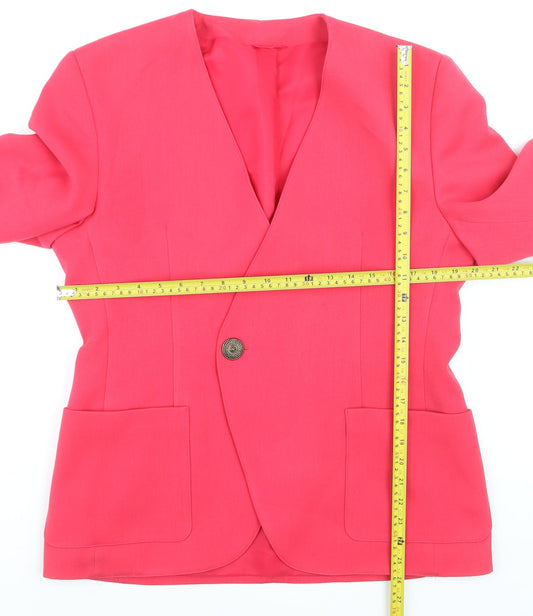 C&A Women Pink Regular Fit Single-Breasted Blazer Size 16