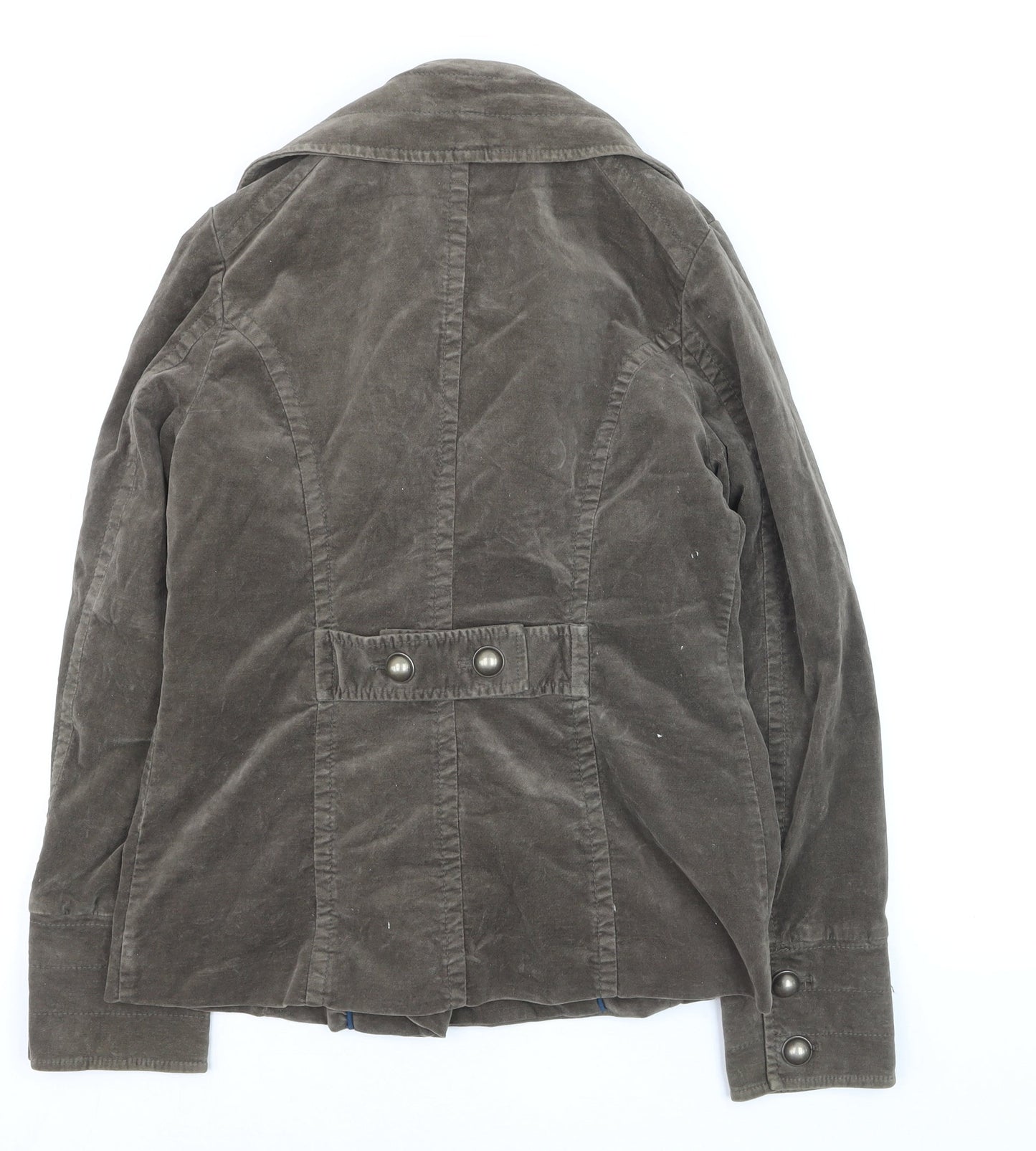 H&M Womens Brown Cotton Blend Double-Breasted Jacket Size 10