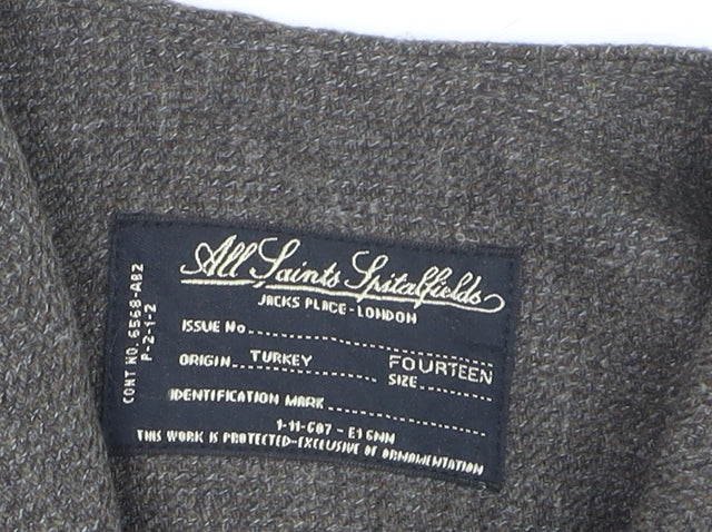 AllSaints Spitalfields Womens Brown Size 14 Wool Blend Suit Waistcoat