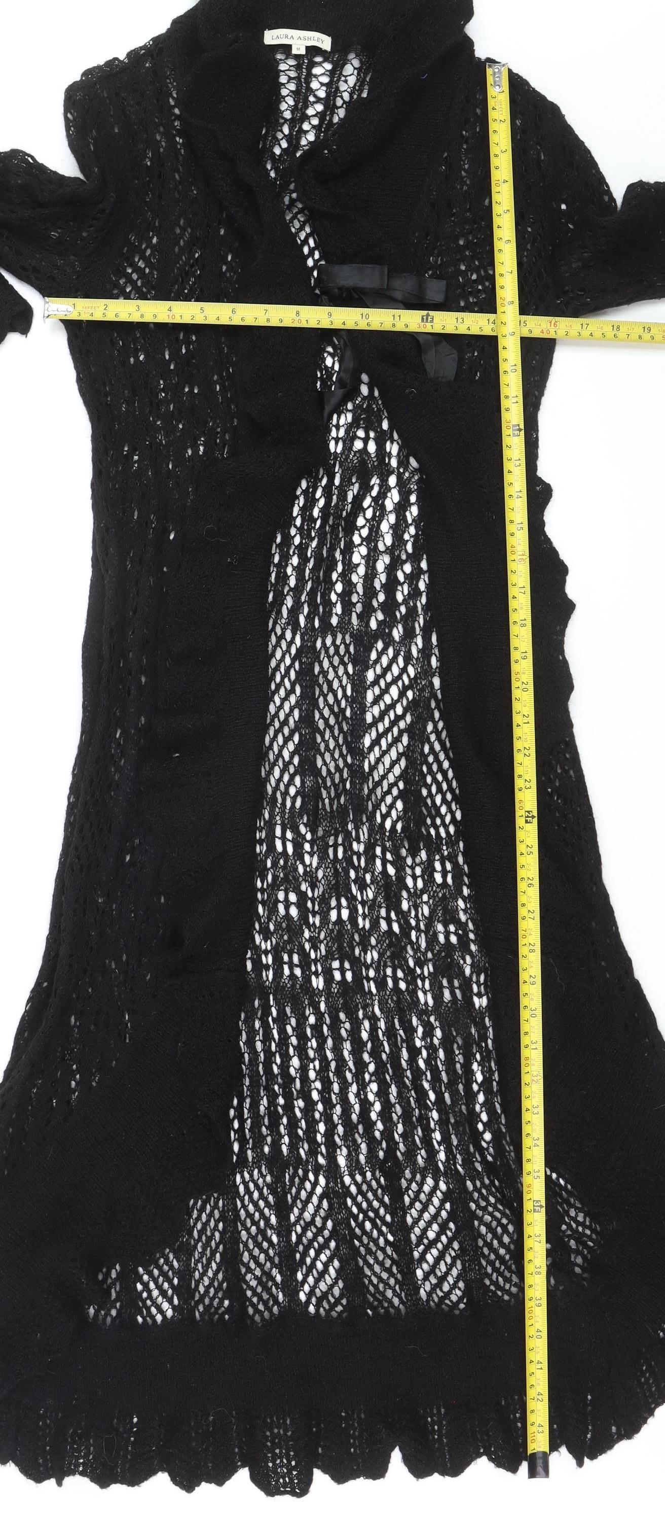 Laura Ashley Women’s Black Open Knit Long Cardigan M