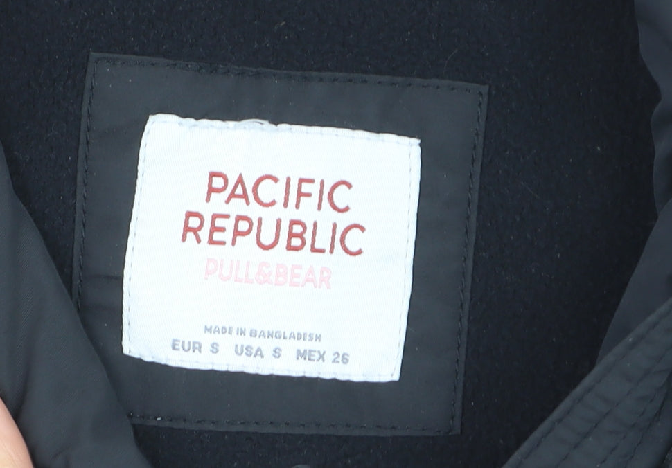 Pull&Bear Men’s Black Hooded Windbreaker Jacket Size S