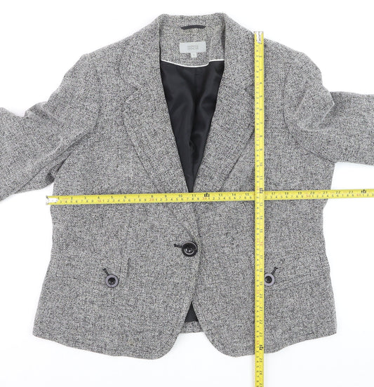 Marks and Spencer Women Grey Tweed Blazer Jacket Size 10 Classic Fit