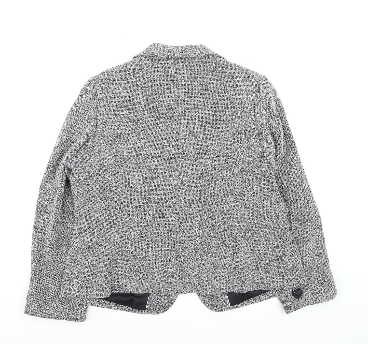 Marks and Spencer Women Grey Tweed Blazer Jacket Size 10 Classic Fit