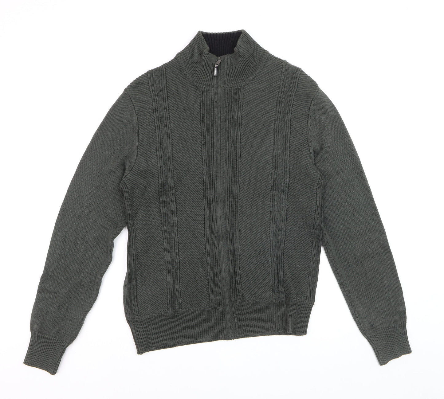 Calvin Klein Men's Green Full Zip Knit Jumper Size M