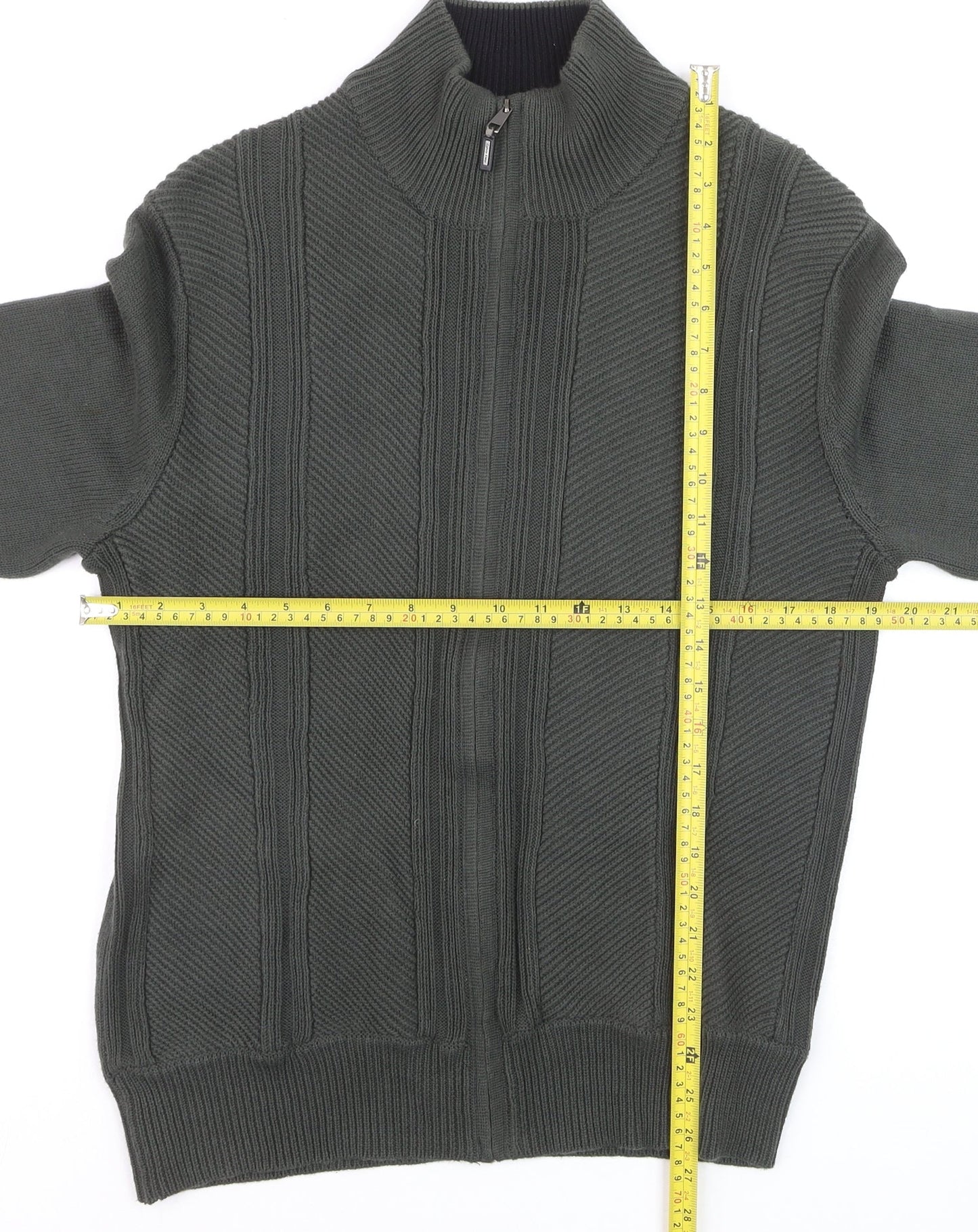 Calvin Klein Men's Green Full Zip Knit Jumper Size M