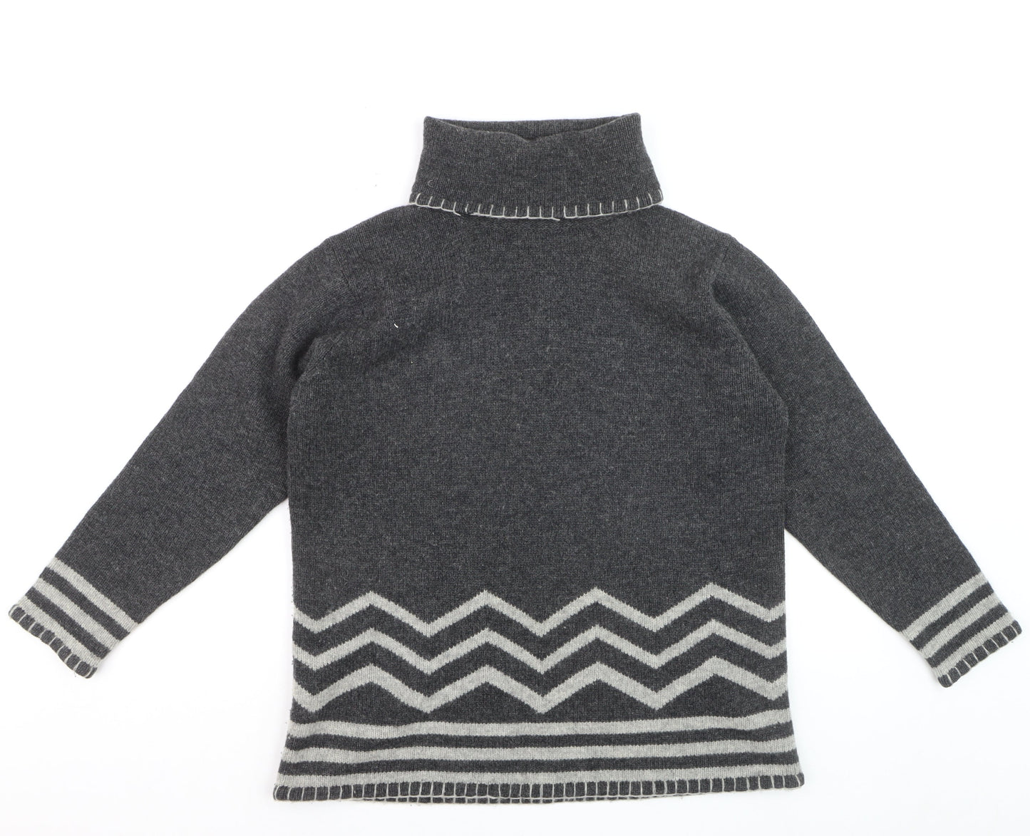 BHS Women’s Grey Roll Neck Wool Pullover Jumper Size 14-16