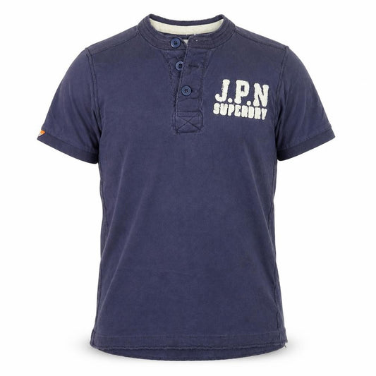 Superdry Men's Blue 2XL Henley Short Sleeve Cotton T-Shirt