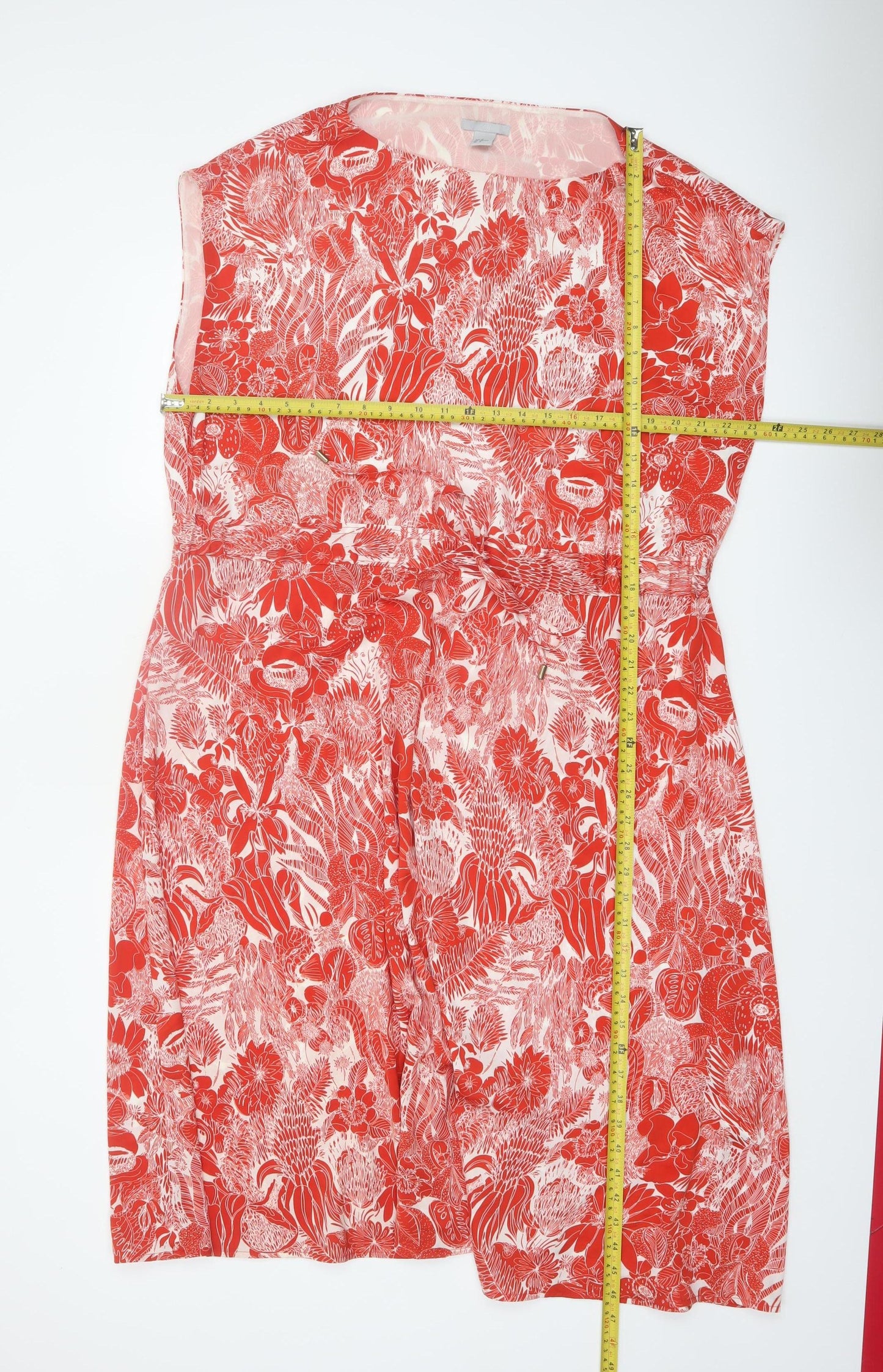H&M Women Red Floral Sleeveless Shift Dress Size 22