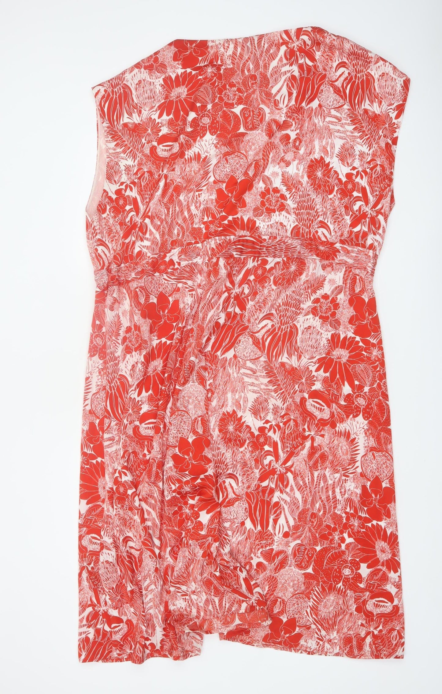 H&M Women Red Floral Sleeveless Shift Dress Size 22