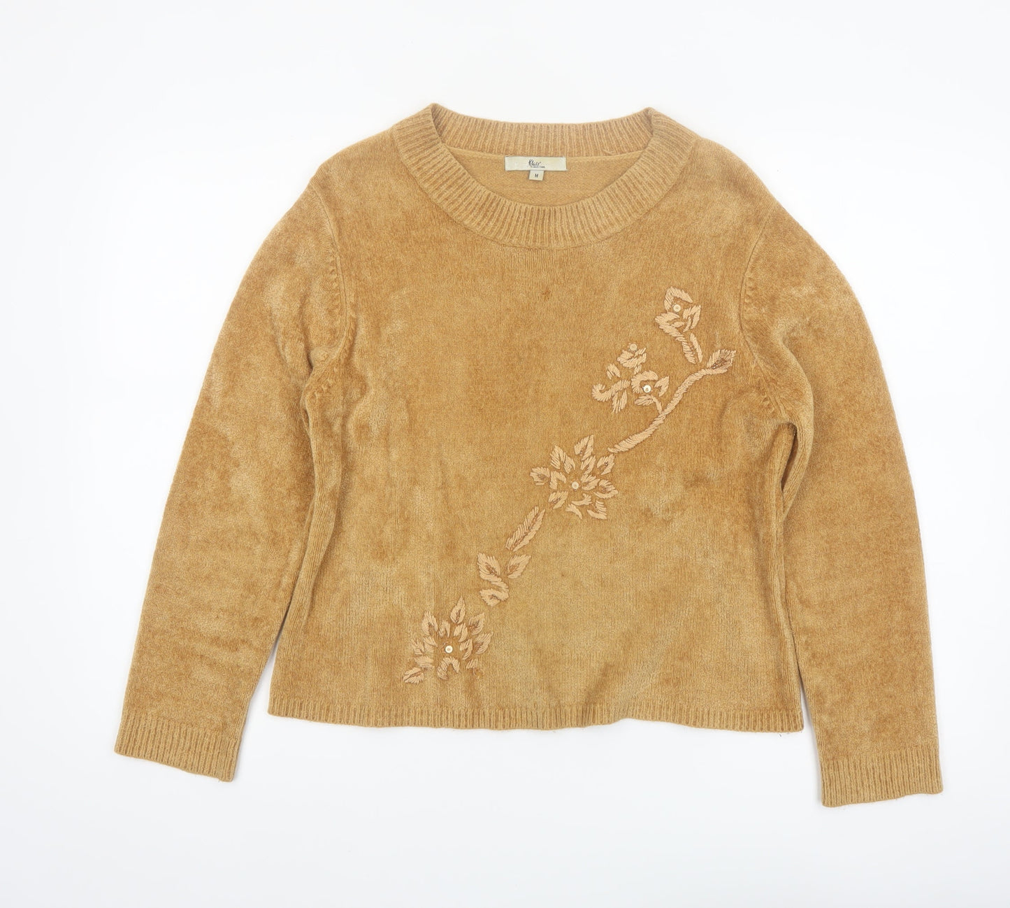 Klass Collection Women's Beige Embroidered Pullover Jumper M