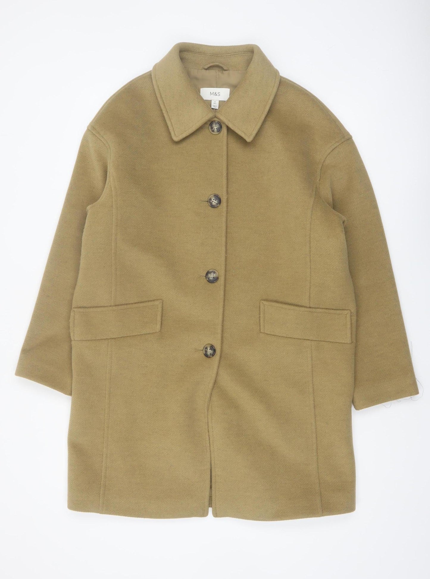 Marks and Spencer Women's Beige Mid-Length Overcoat Size 12 Regular