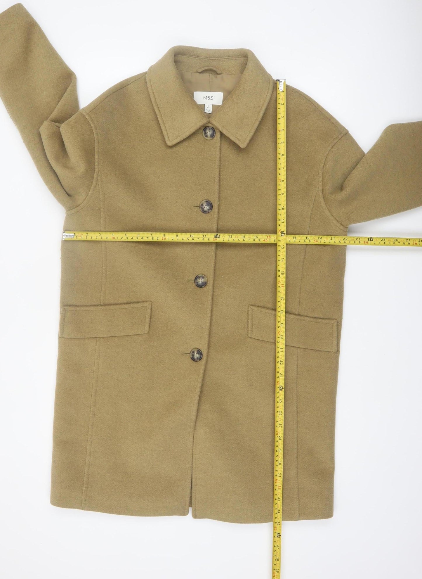 Marks and Spencer Women's Beige Mid-Length Overcoat Size 12 Regular