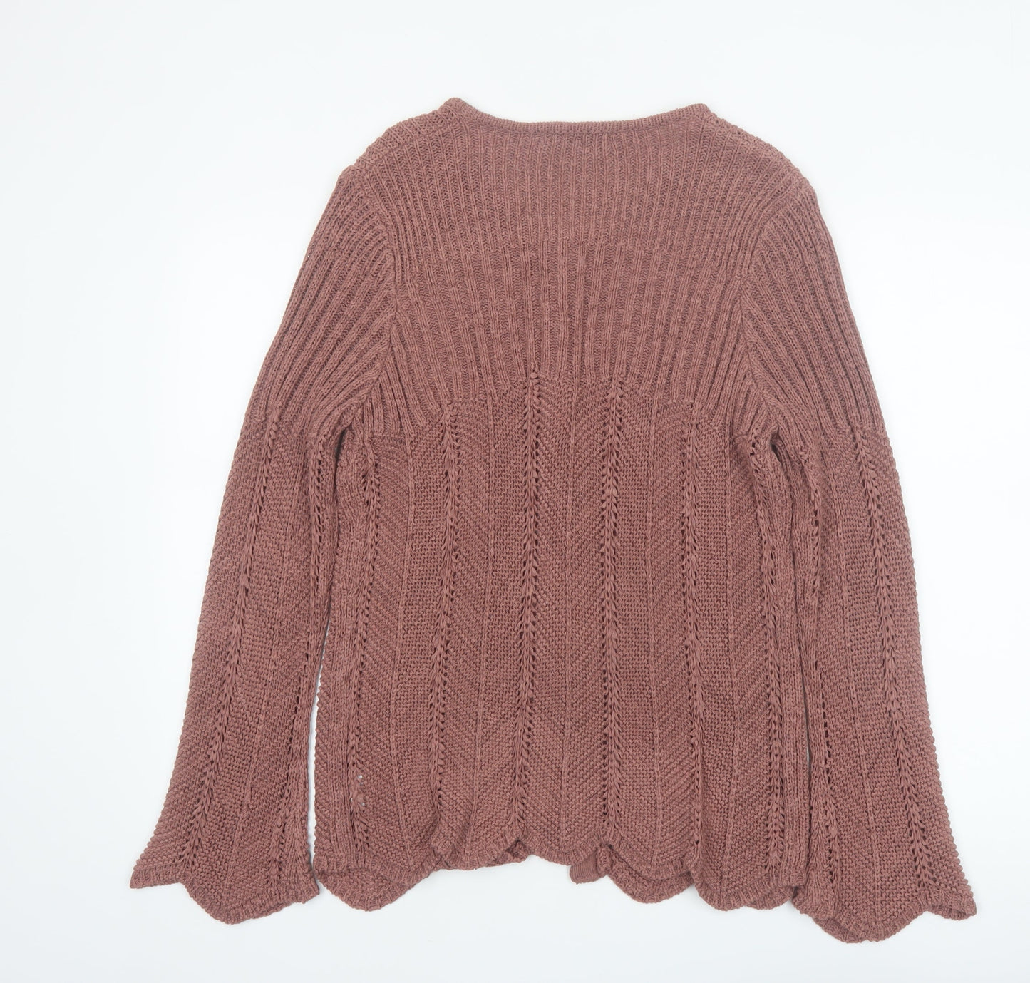 Alexara Women Pink Knit Button Cardigan L Long Sleeve