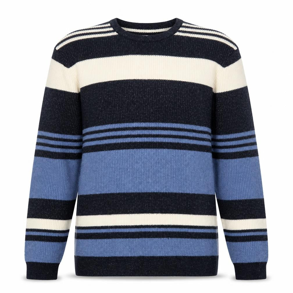 Marks & Spencer Men's Blue Striped 2XL Crew Neck Pullover Jumper