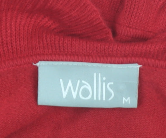 Wallis Women Red Ruffle Short Sleeve Knit Cardigan Size M