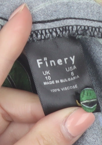 Finery Women Black Floral Viscose Shift Dress UK 10