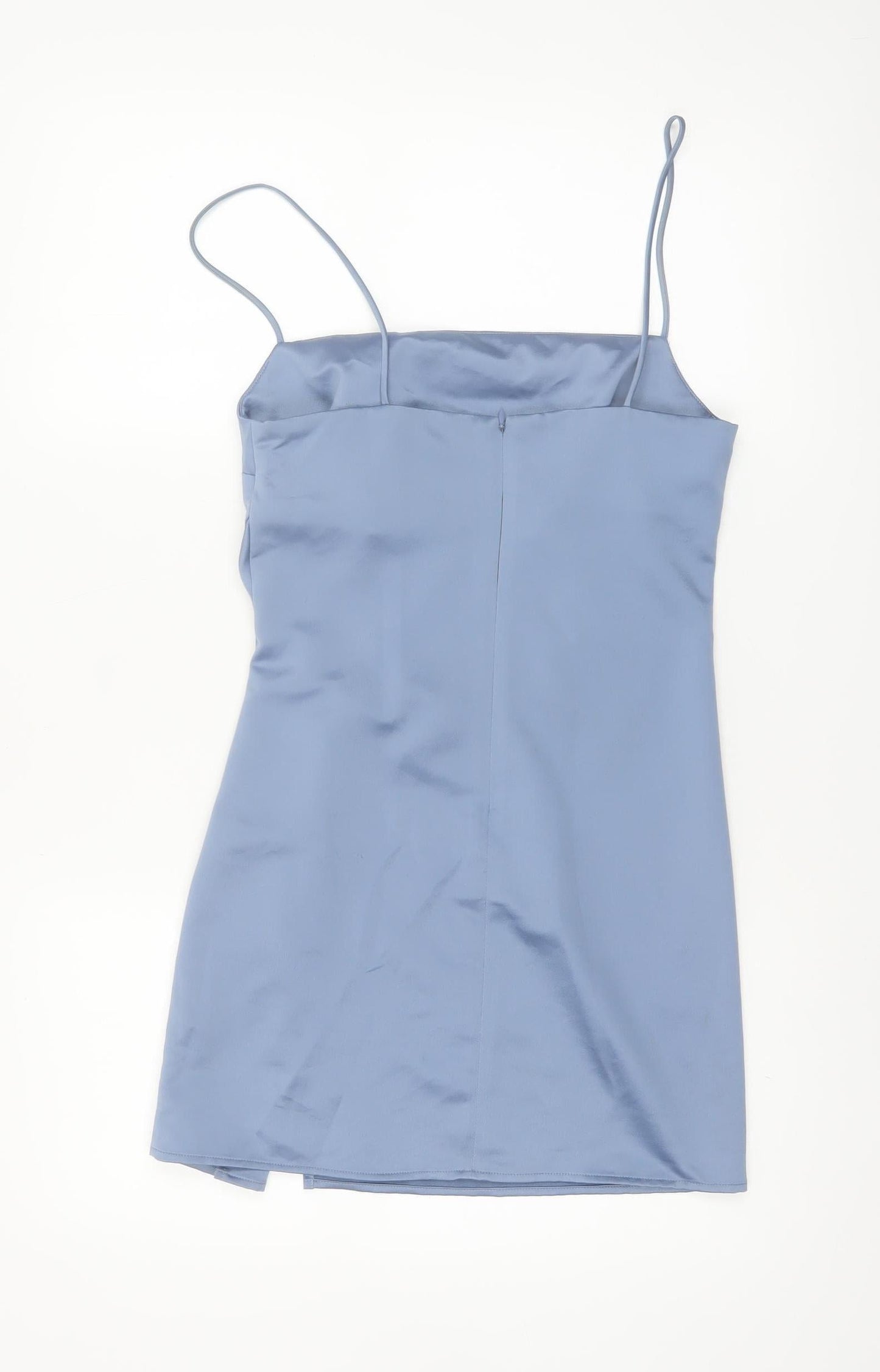 Topshop Women’s Blue Satin Ruched Slip Dress UK 4
