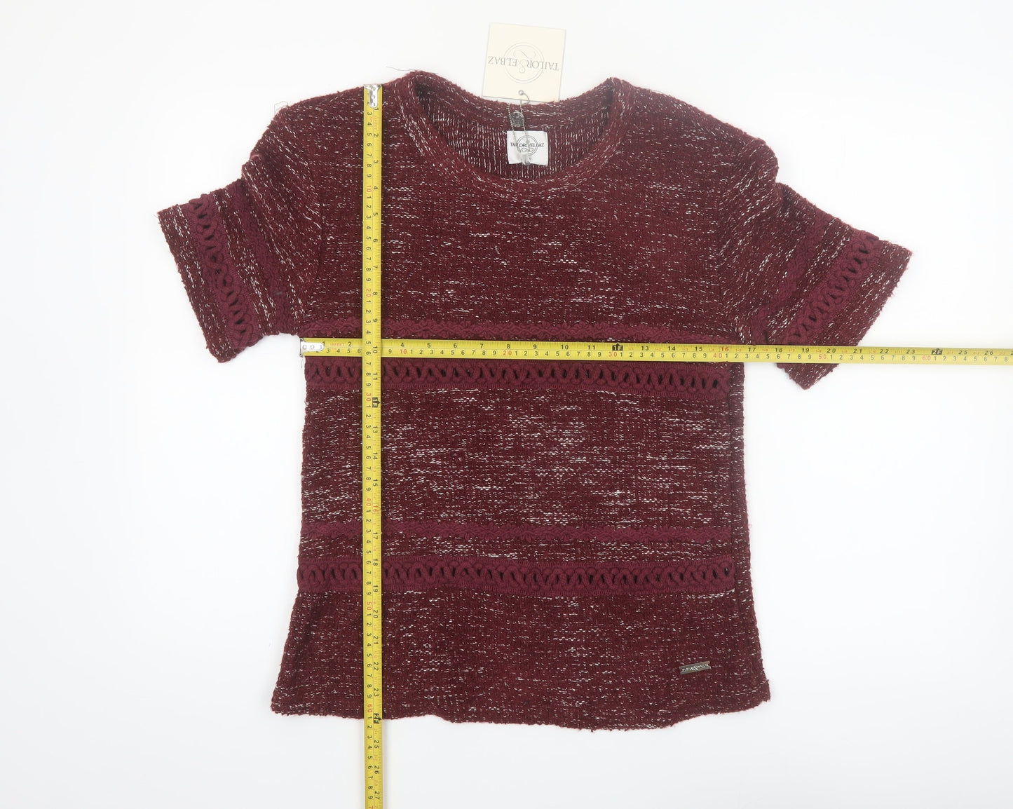 Tailor & Elbaz Women's Red Knit Short Sleeve Pullover Jumper XS