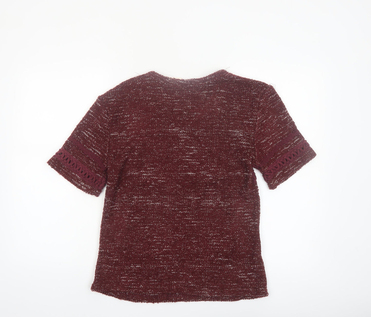 Tailor & Elbaz Women's Red Knit Short Sleeve Pullover Jumper XS