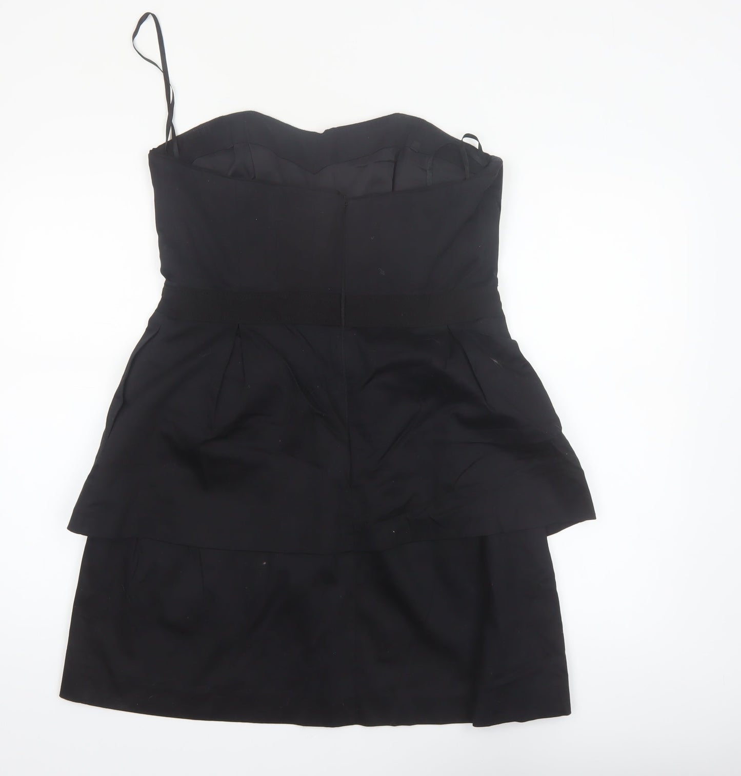 Coast Women's Black Strapless Layered Short Dress Size 16