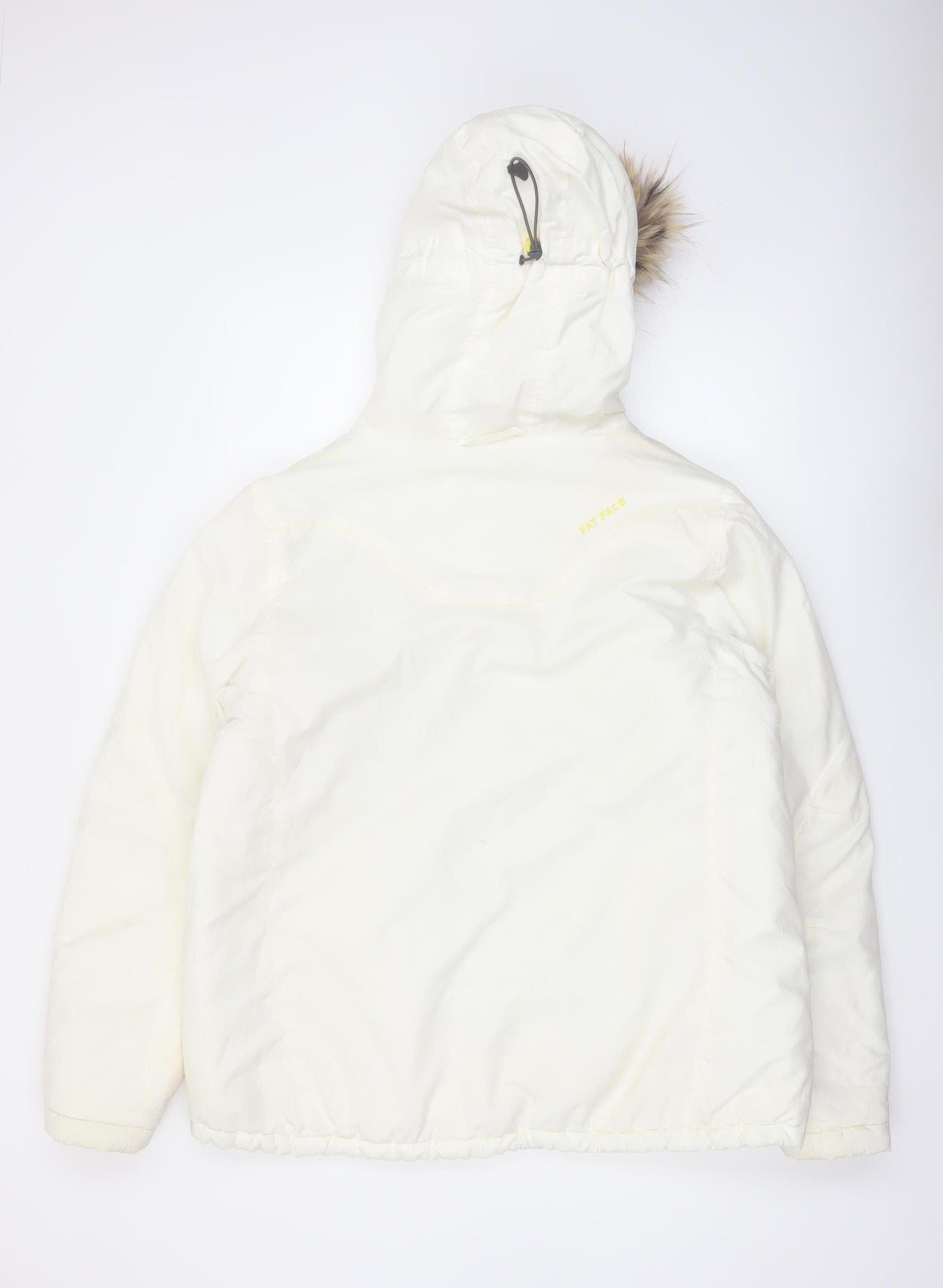 Fat Face Women White Faux Fur Hooded Ski Jacket Size 18 Waterproof Warm