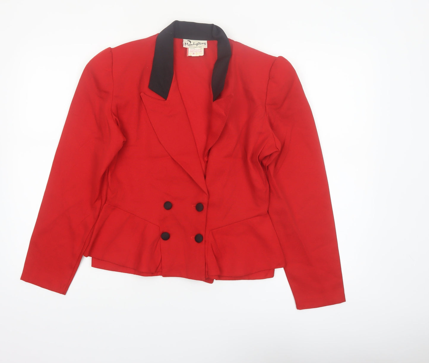 Moonlighting Women’s Red Double-Breasted Suit Jacket Size 10 Classic Fit