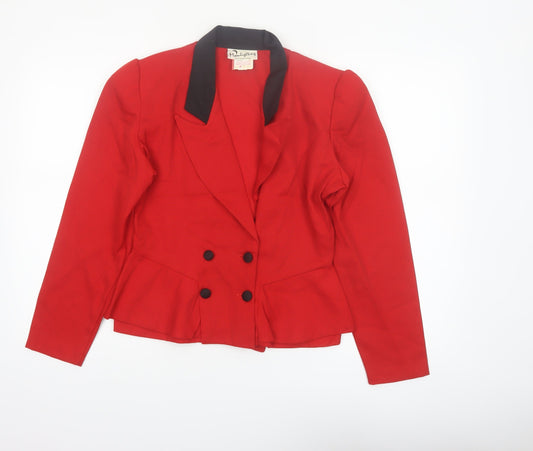 Moonlighting Women’s Red Double-Breasted Suit Jacket Size 10 Classic Fit