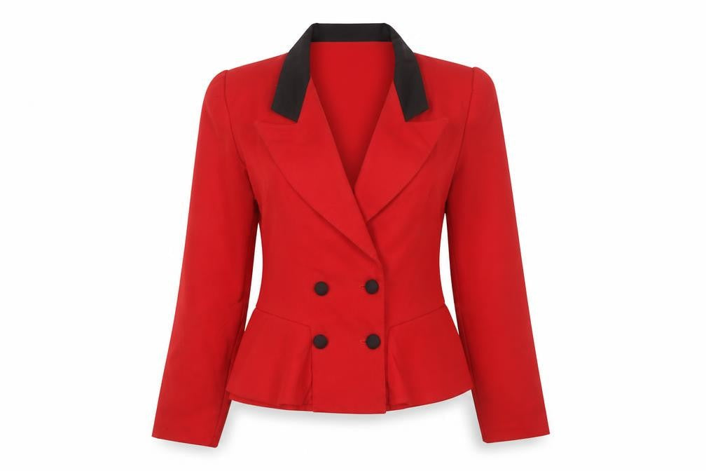 Moonlighting Women’s Red Double-Breasted Suit Jacket Size 10 Classic Fit