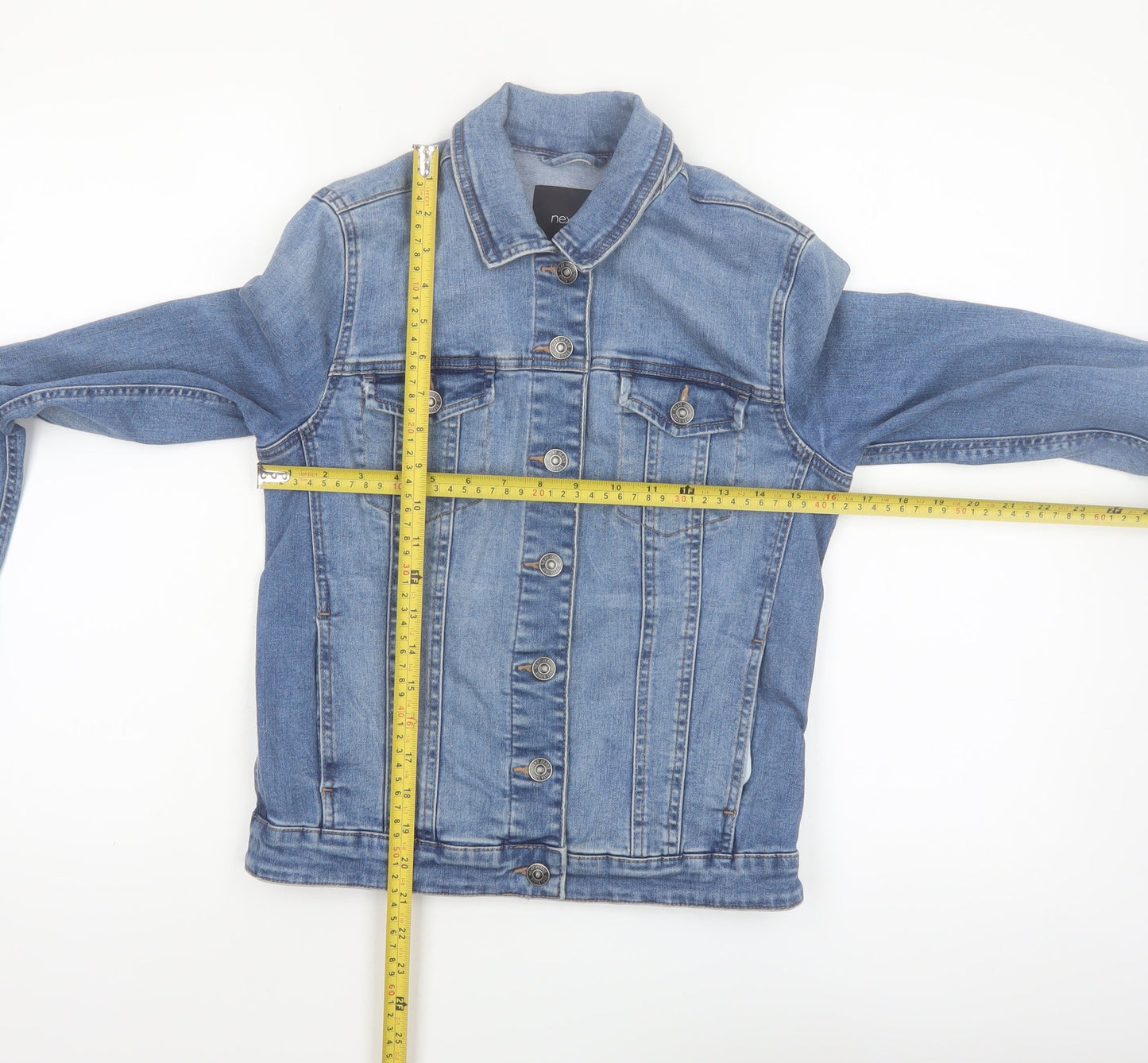 Next Women's Blue Denim Jacket Size 10 Classic Casual