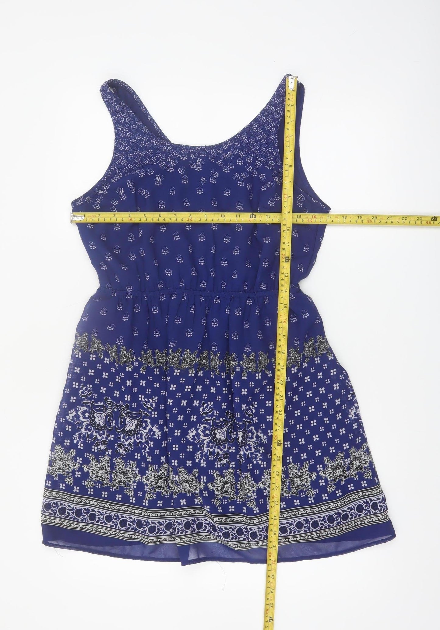 H&M Women Blue Sleeveless A-Line Short Dress Size 14