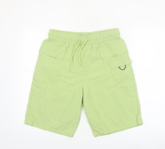 ASOS Men’s Green Cargo Shorts Size 32 Regular Fit Elastic Waist