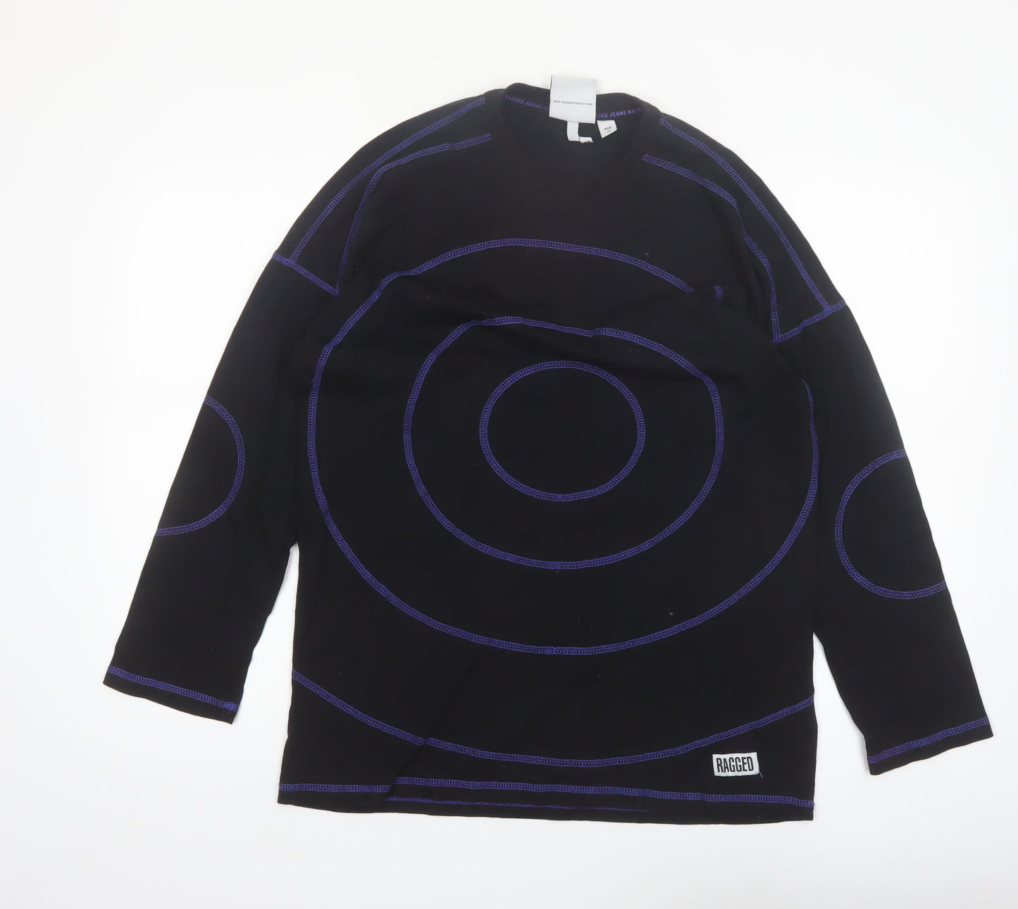 Ragged Jeans Men's Black XS Long Sleeve Graphic Cotton Top