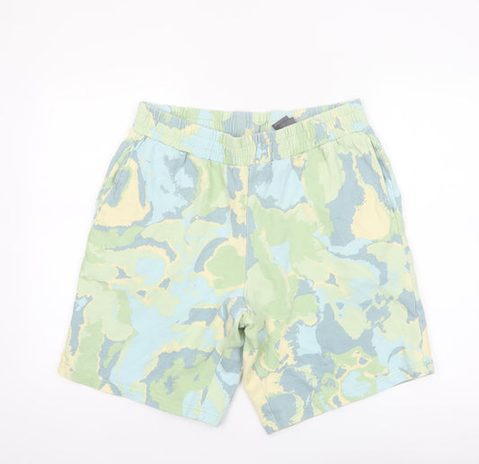 Monki Men's Multicoloured Sweat Shorts L Camouflage Cotton