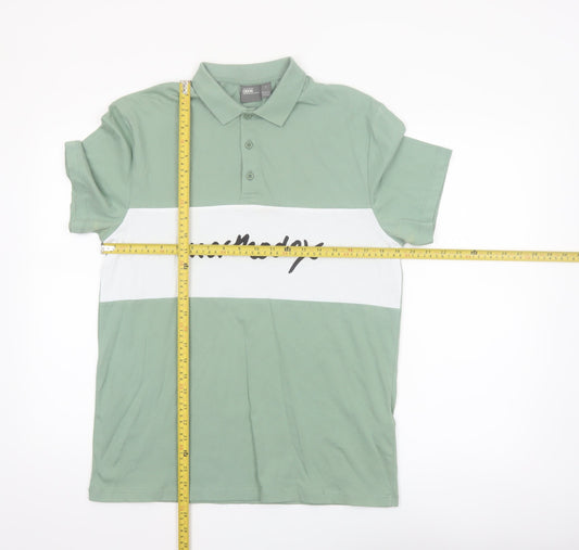 ASOS Men’s Green & White Colourblock Polo Shirt Size M 100% Cotton